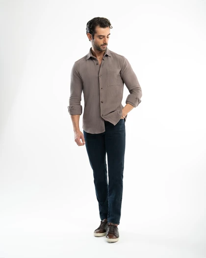 ام کی کالکشن پیراهن آستین بلند mk-23272-brown