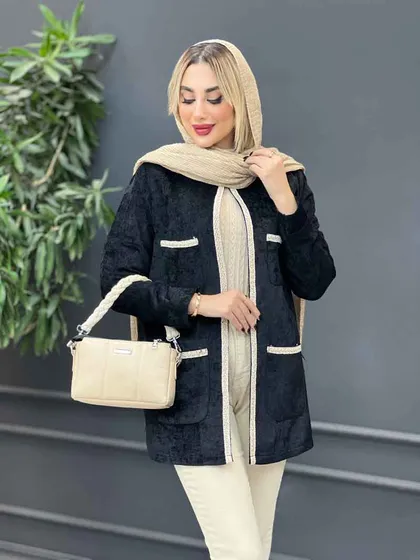 مانتو مخمل نوار دوزی
