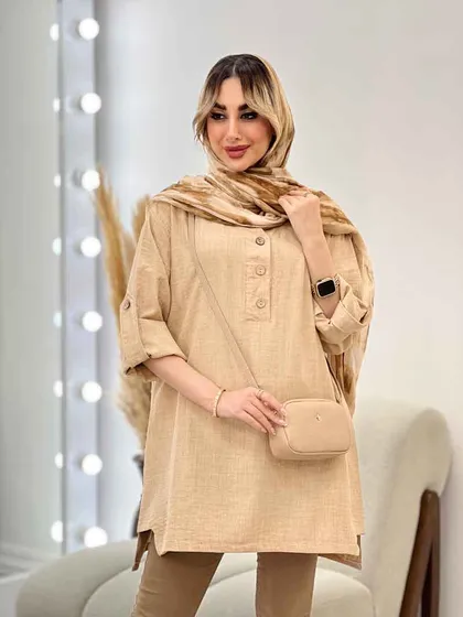 مانتو جلو بسته بغل چهار دکمه