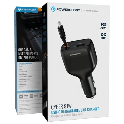 شارژر فندکی پاورولوژی Powerology مدل PCCSR027BK توان 81 وات