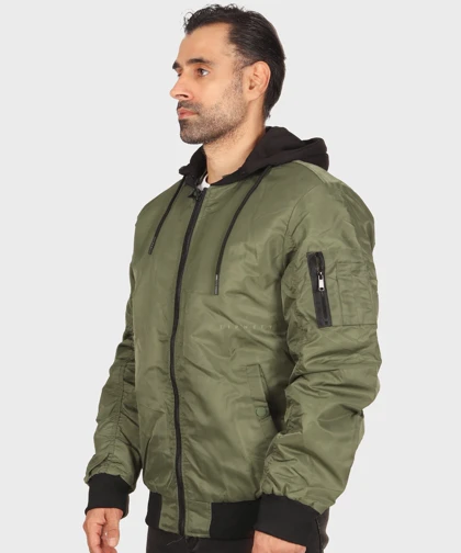 کاپشن مردانه سبز و ساده 7652