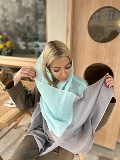 شال ترکیبی فیروزه ای