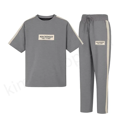 ست تیشرت و شلوار مردانه لانگ پنبه ملانژ