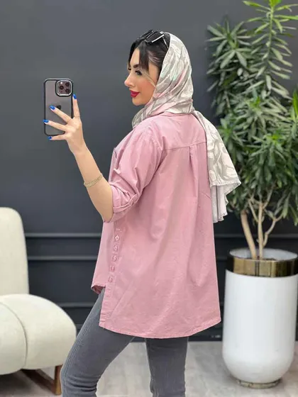 مانتو لینن رنگی بغل پنج دکمه