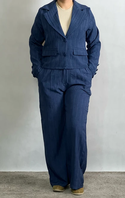 ست کراپ کت و شلوار زنانه تابستانی خنک