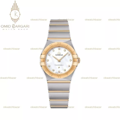 ساعت مچی امگا کانستلیشن بند سیلورطلایی اندکس نگین Omega Constellation