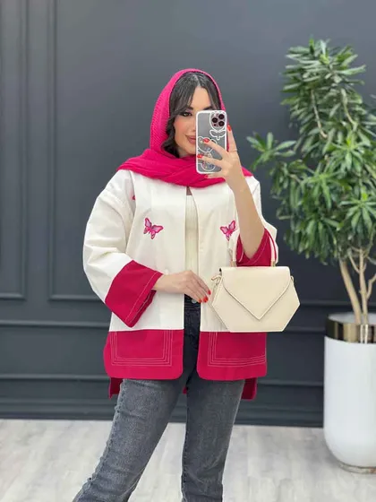 مانتو لینن ترکیبی طرح پروانه