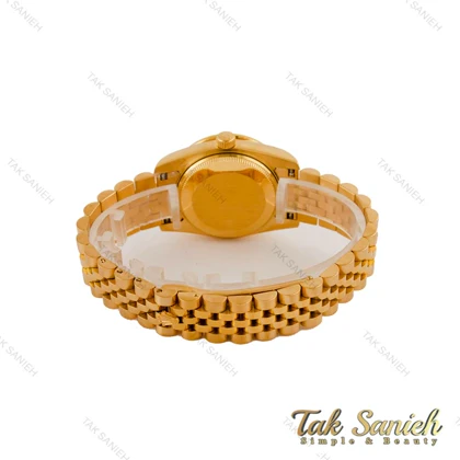 ساعت رولکس زنانه طلایی صفحه مشکی دورنگین Rolex-5222-L