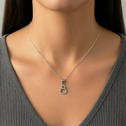 گردنبند نقره دخترانه حلقه و قلب نگین‌دار