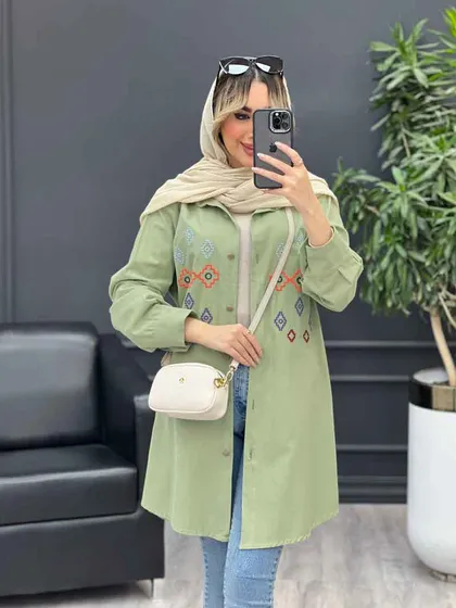 مانتو لینن طرح لوزی