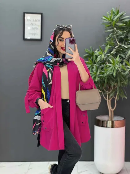 مانتو سرشونه بنددار جیب پرچی