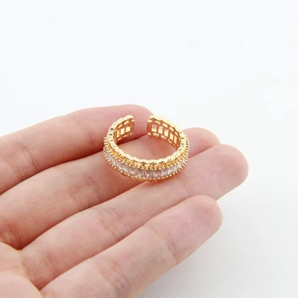 انگشتر زنانه مدل سه لاین نگینی