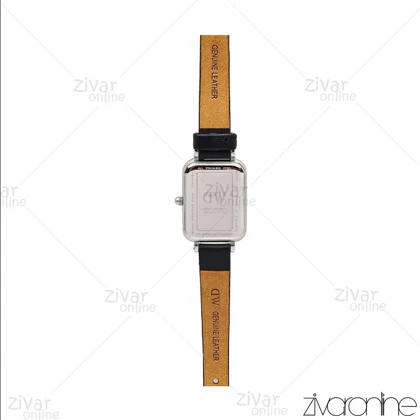 ساعت دنیل ولینگتون زنانه کوادرو قاب نقره ای صفحه سفید بند چرم 107041