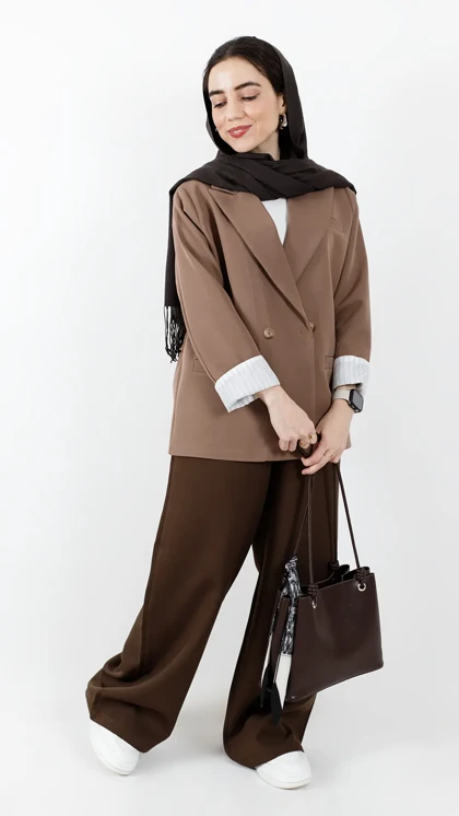 کت دو دکمه آستین راه راه