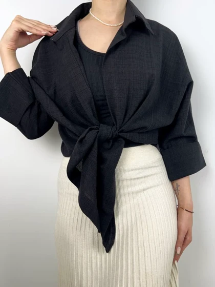 شومیز جلوگره لینن 7729