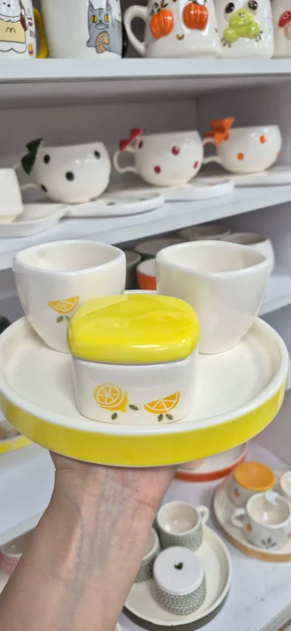 چای خوری دو نفره سرامیک لیمو