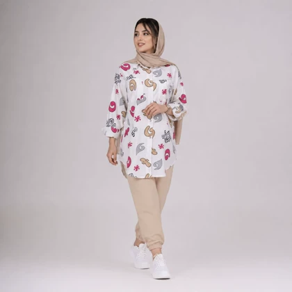 مانتو زنانه لینن طرح دار یارا