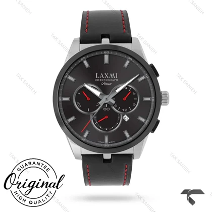 ساعت لاکسمی 8131-3 مردانه کورنوگراف سیلور بند چرم مشکی Laxmi-9152-G