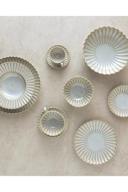 بشقاب دسر English Home مدل Fiore New Bone China - طوسی