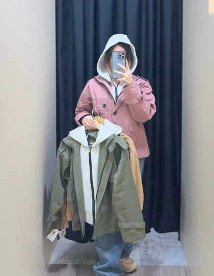 بارانی زنانه ترکیبی کلاه دورس مدل مموری قد 70