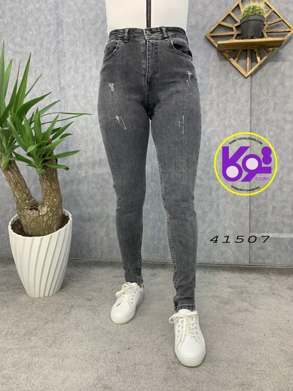 شلوار جین زنانه جذب طوسی تیره41507