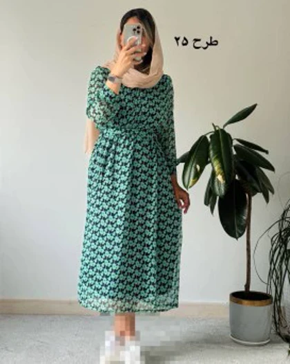 پیراهن حریر سرمه سری 15