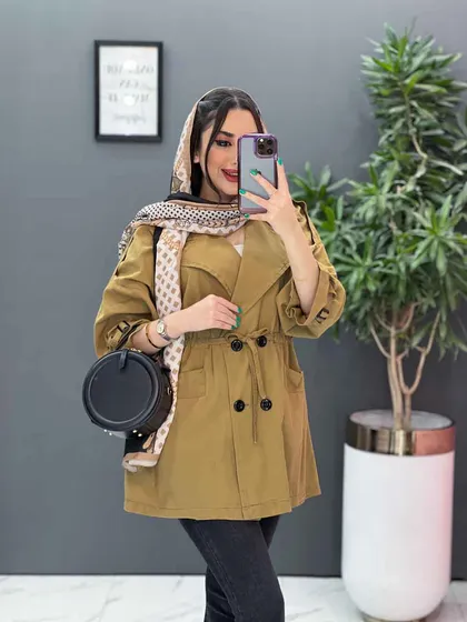 مانتو لینن چهار دکمه آستین بندی