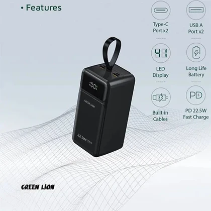 پاوربانک 50000 میلی آمپر گرین لاین مدل GREEN LION POWER TANK GL-PBT50 GNPWT50KPB