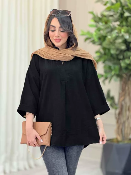 مانتو یقه ایستاده جلو بسته