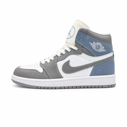 کفش و کتانی مردانه ساق‌دار مدل NIKE JORDAN 1 رنگ طوسی آبی کد 2425