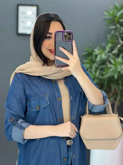 مانتو جین کاغذی دو جیب