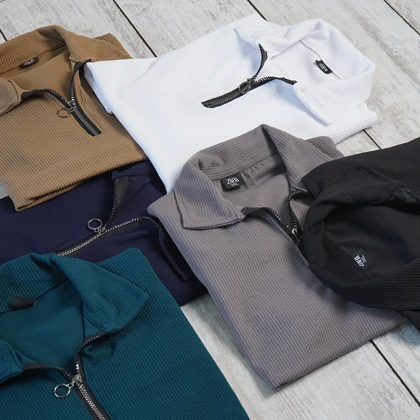 تیشرت مردانه یقه زیپ‌دار سفید مدل Arban