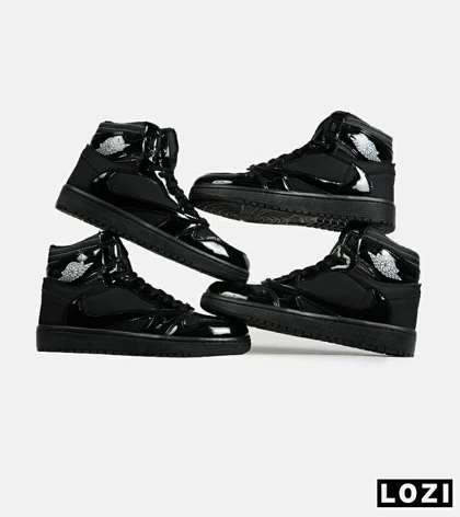 کفش کتانی ساق‌دار مردانه مشکی ورنی NIKE travis scott