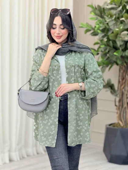 مانتو طرح بابونه آستین پیله