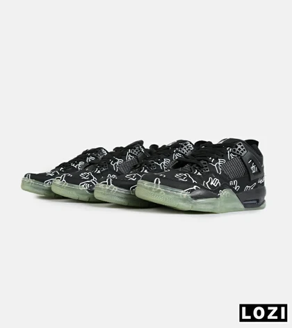 کفش کتانی ساق‌دار مردانه مشکی سبز Jordan 4 x Kaws