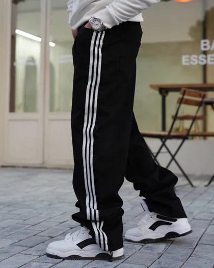 شلوار بگ جین بغل نوار