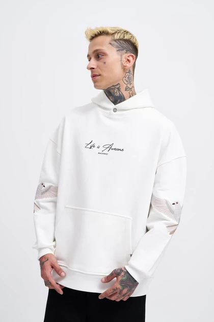پرندگان مرد دو گلدوزی Ekru Hoodie M3552