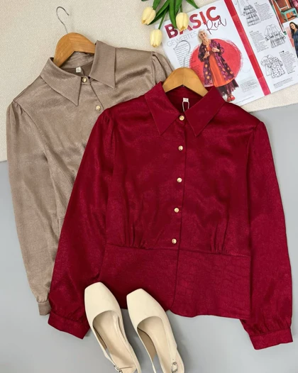 شومیز ساتن دو رنگ کد 4732