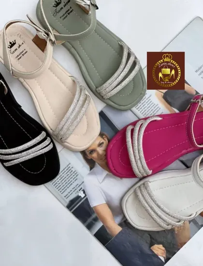 صندل 3رکاب نگینی دور مچی سگک دار زنانه دخترانه
