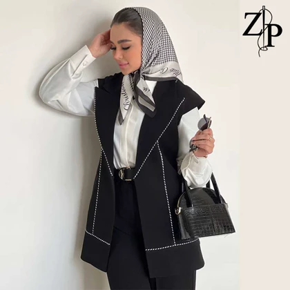 وست زنانه کرپ مشکی مجلسی آنا