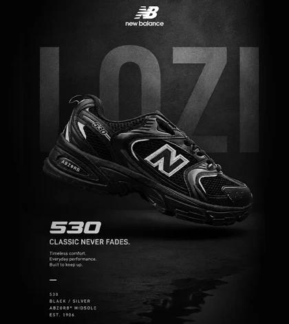 کفش کتانی مردانه و زنانه مشکی NEW BALANCE 530 مدل 3141