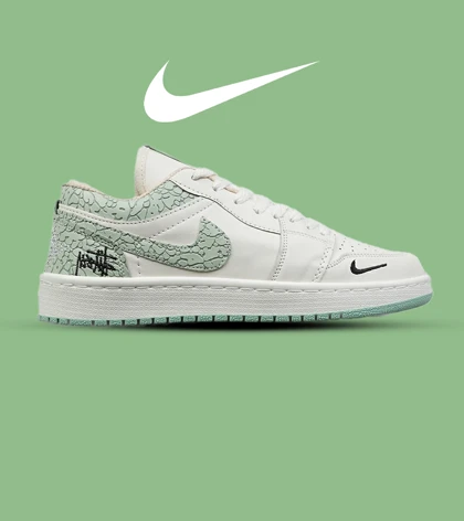 کفش کتانی مردانه و زنانه کرم سبز NIKE jordan 1 مدل 8789