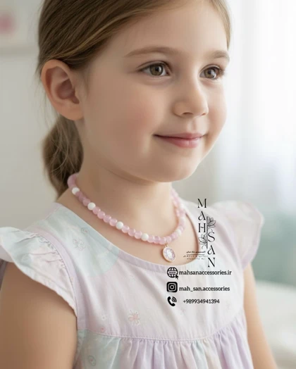 گردنبند بچه گانه مهره ای با پلاک کیتی