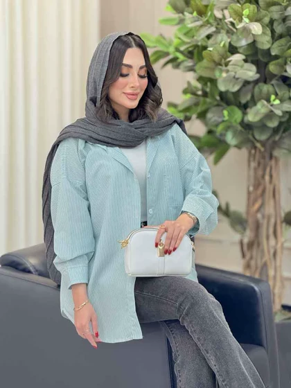 مانتو راه راه تک جیب مهلا
