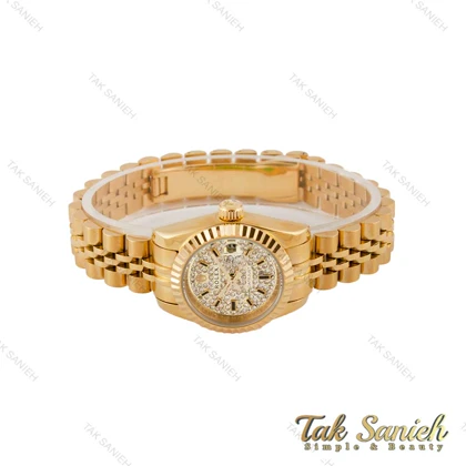 ساعت رولکس زنانه صفحه نگین طلایی Rolex-4955-L