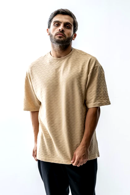 تیشرت باکسی ژاکارد مردانه