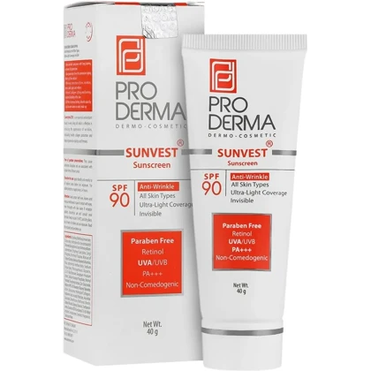 ضدآفتاب و ضدچروک بی رنگ پرودرما spf90 حجم 40گرمی