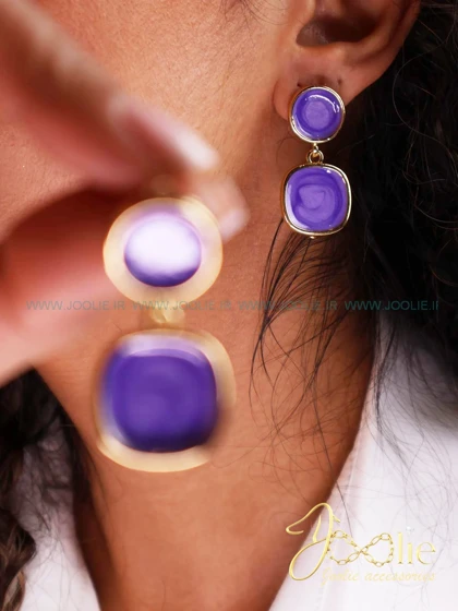 گوشواره زنانه میناکاری ویولت کد E1161