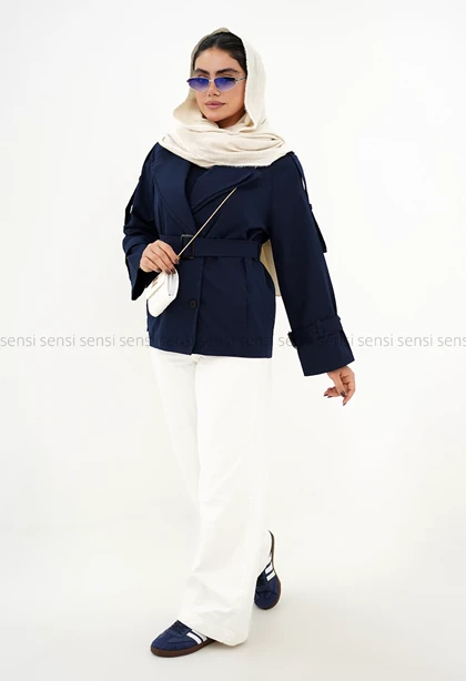 ترنچ کت کتان آستر دار @@کد1004362