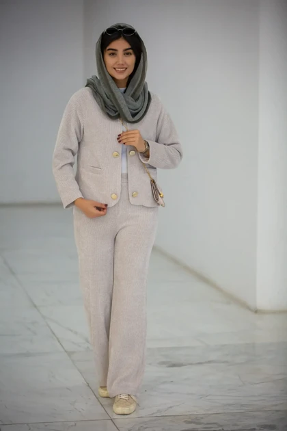 جکت زنانه دکمه نما آستردار